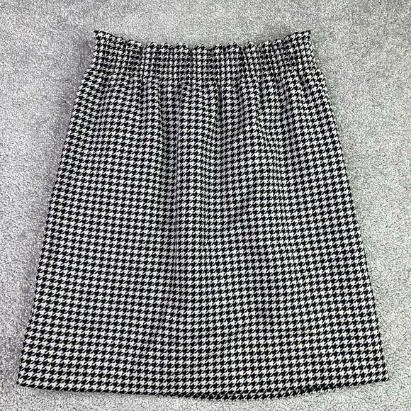 J. Crew Mini Skirt Women’s 0 Black White Houndstooth Pull On Wool Blend Lined - Picture 4 of 11
